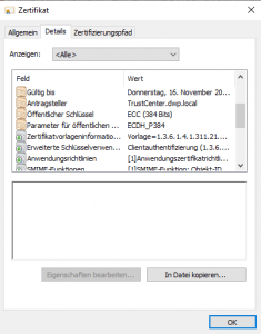 ECC Zertifikatrequest