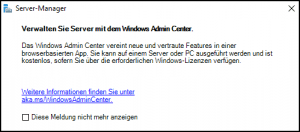 Windows Admin Center pop-up per Registry deaktivieren