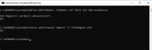 Windwos Firewallregeln wiederherstellen