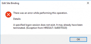 A specified logon session does not exist. It may already have been terminated A specified logon session does not exist. It may already have been terminated
