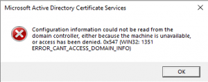 1351 Error cant access Domain info