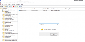 IIS A specified logon session does not exist 2 No key found for certificate