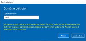 Sie können dieser Domäne nicht beitreten
