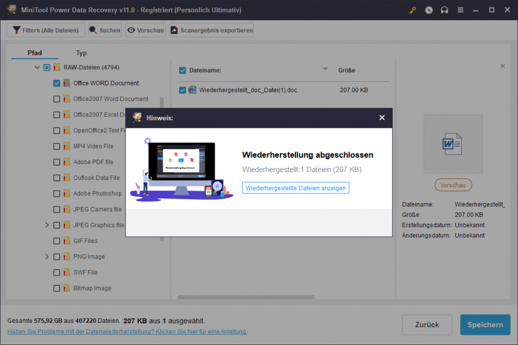 Wiederherstellung abgeschlossen Wiederherstellung abgeschlossen