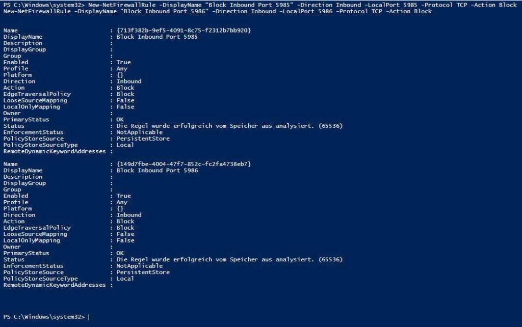 Block Remote Powershell Ports Block Remote Powershell Ports