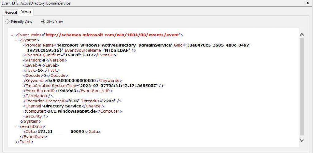Ldap Connection timed out Event 1317