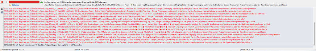 Datei kann nicht kopiert werden Synology NAS