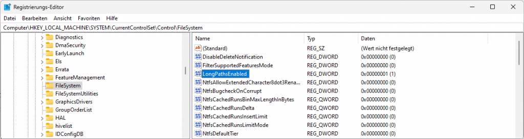 Windows LongPathsEnabled 32767