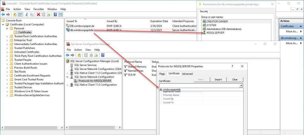 Zertifikatverwaltung SQL Server-Konfigurations-Manager