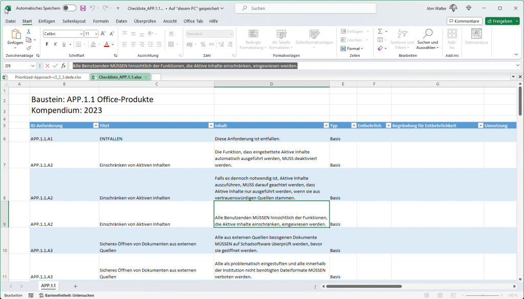 Inhaltsuche in Excel