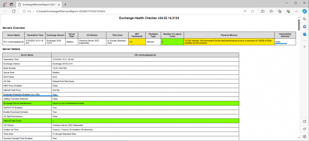 Extended Protection enabled Health Check Extended Protection enabled Health Check