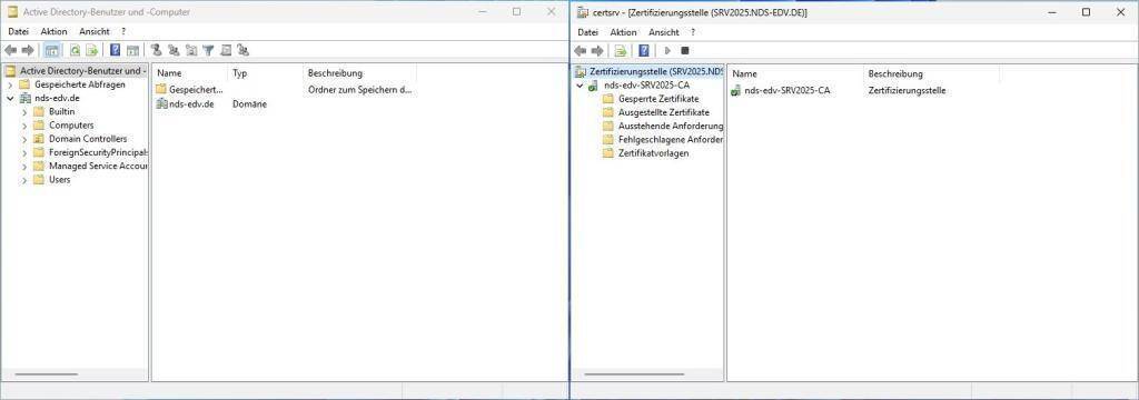 Domänencontroller und Zertifikatserver auf einem Server