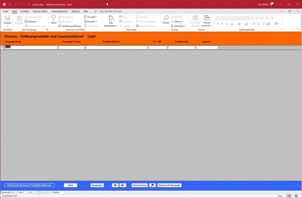 Diverse Softwareprodukte und Lizenzschlüssel verwalten