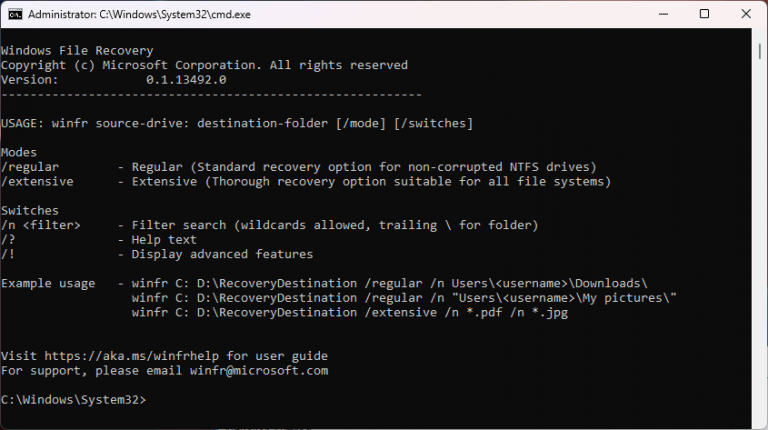 File Der Windows File Recovery winfr Kommandozeile - Der Windows Papst - IT Blog ...