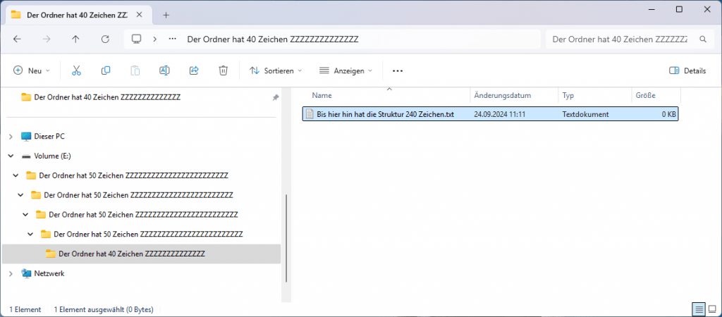 Windows Explorer Zeichenbegrenzung