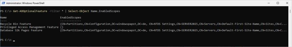 Get-ADOptionalFeature 32K Page Size