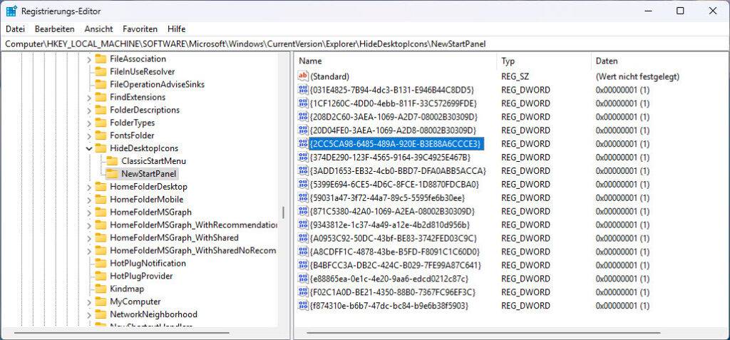 HideDesktopIcons NewStartPanel