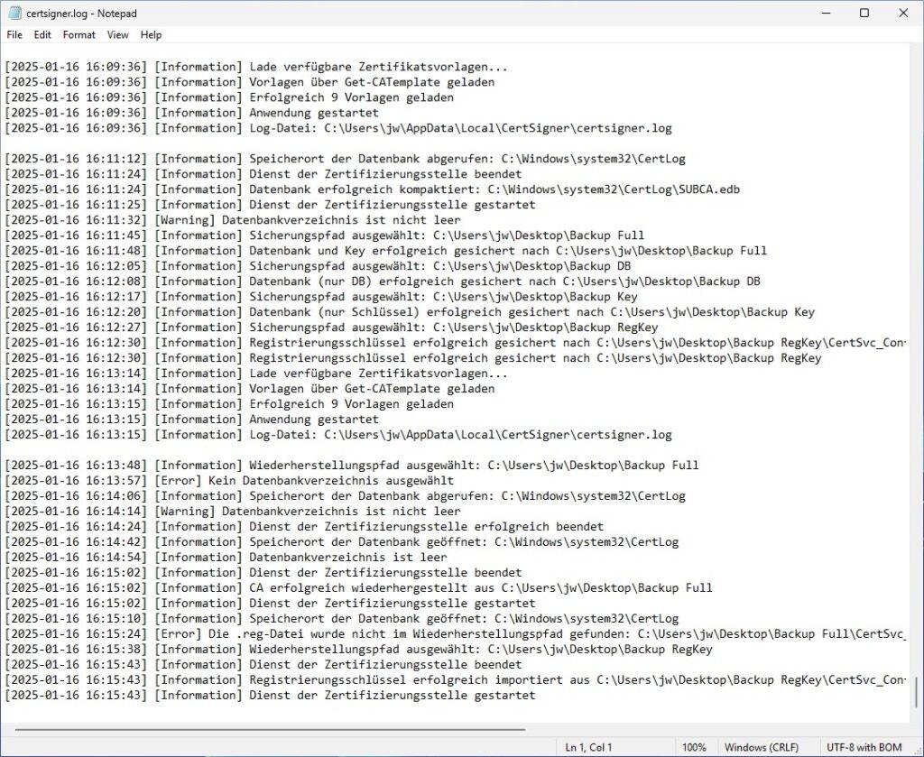 Die Zertifizierungsstelle sichern und wiederherstellen