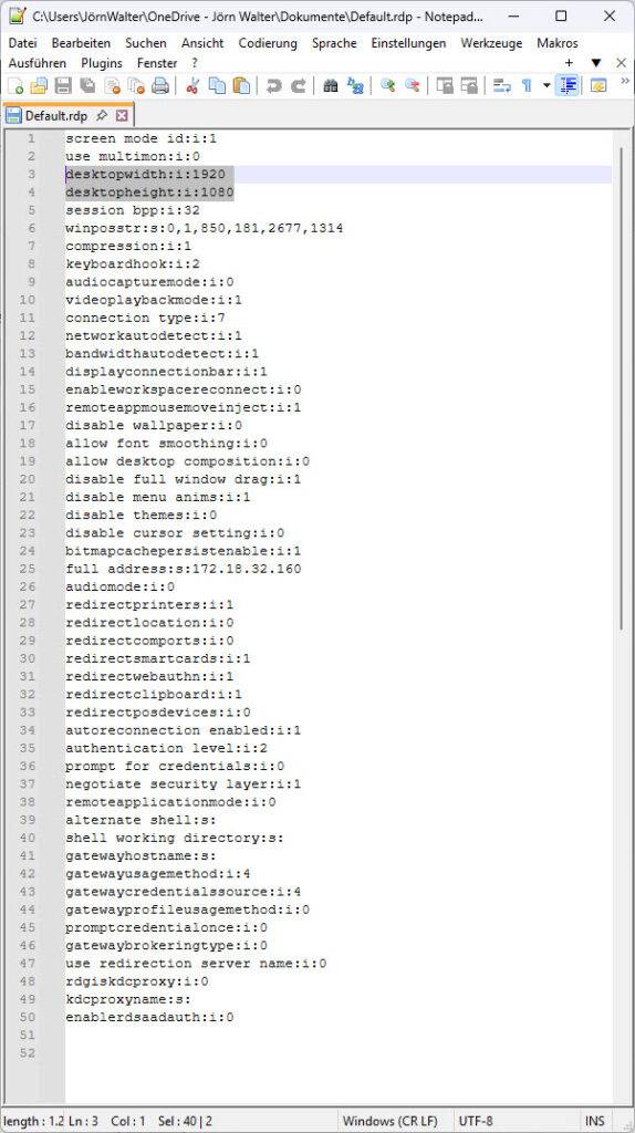 Massenanpassungen der Fenstergröße für Remotedesktopverbindungen