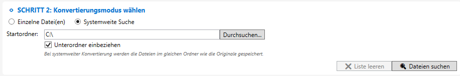 Systemweite Dateisuche Systemweite Dateisuche