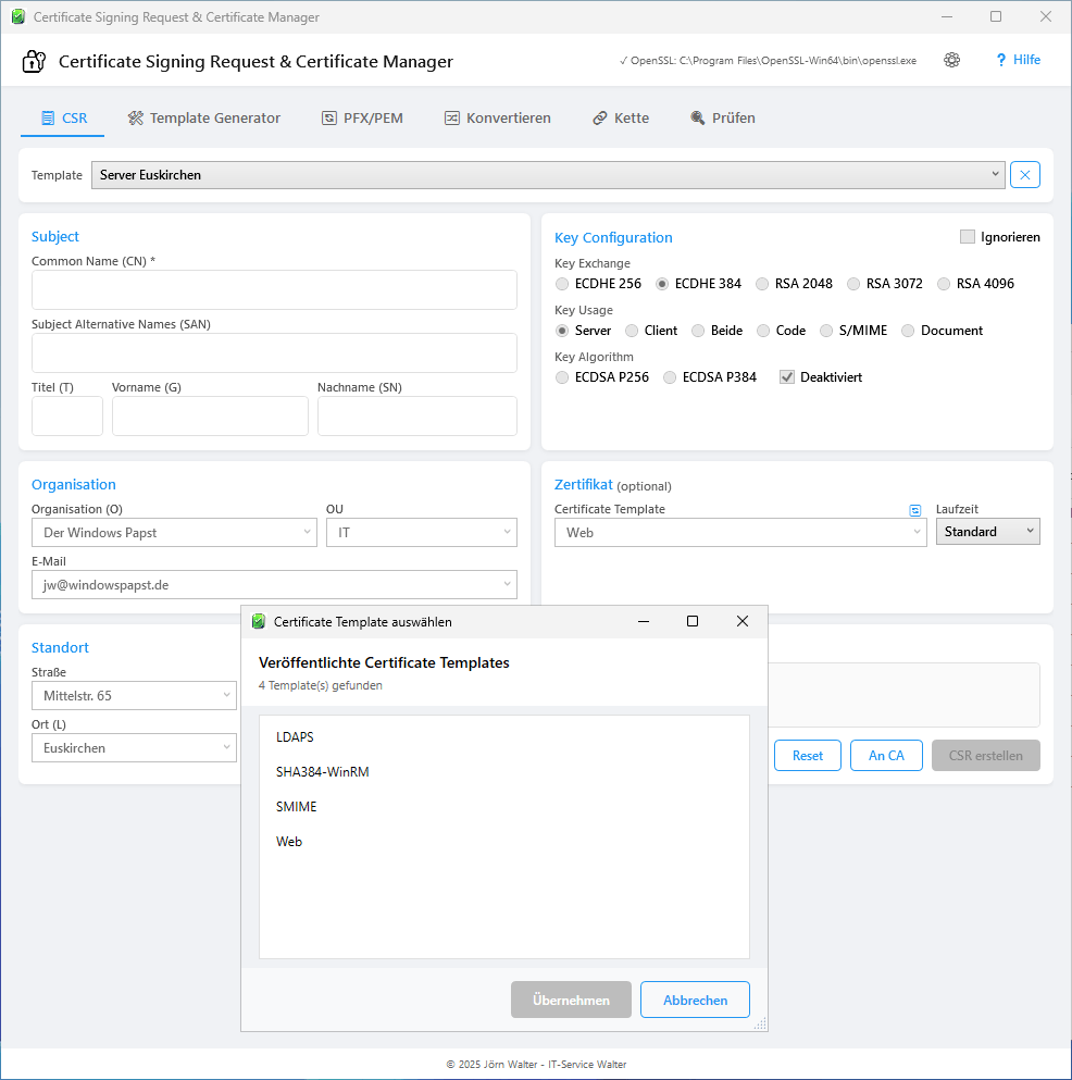Certificate Template (AD-Integration) Certificate Template (AD-Integration)
