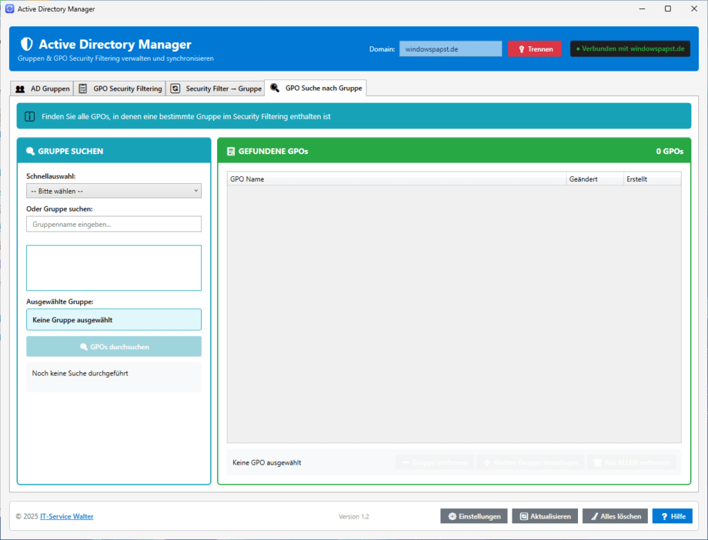 GPO Suche nach Gruppe GPO Suche nach Gruppe