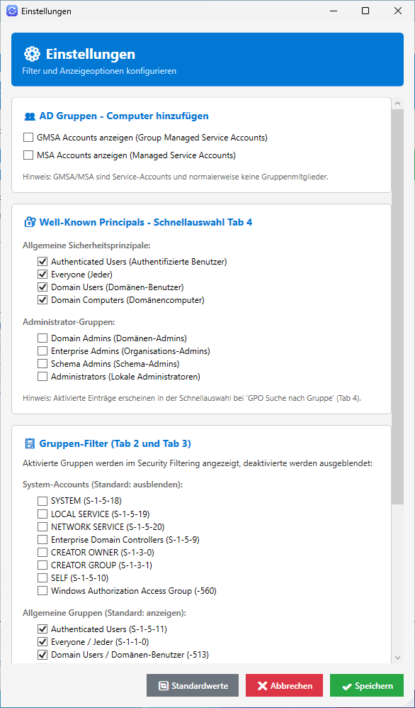 GPO und Gruppen Settings GPO und Gruppen Settings
