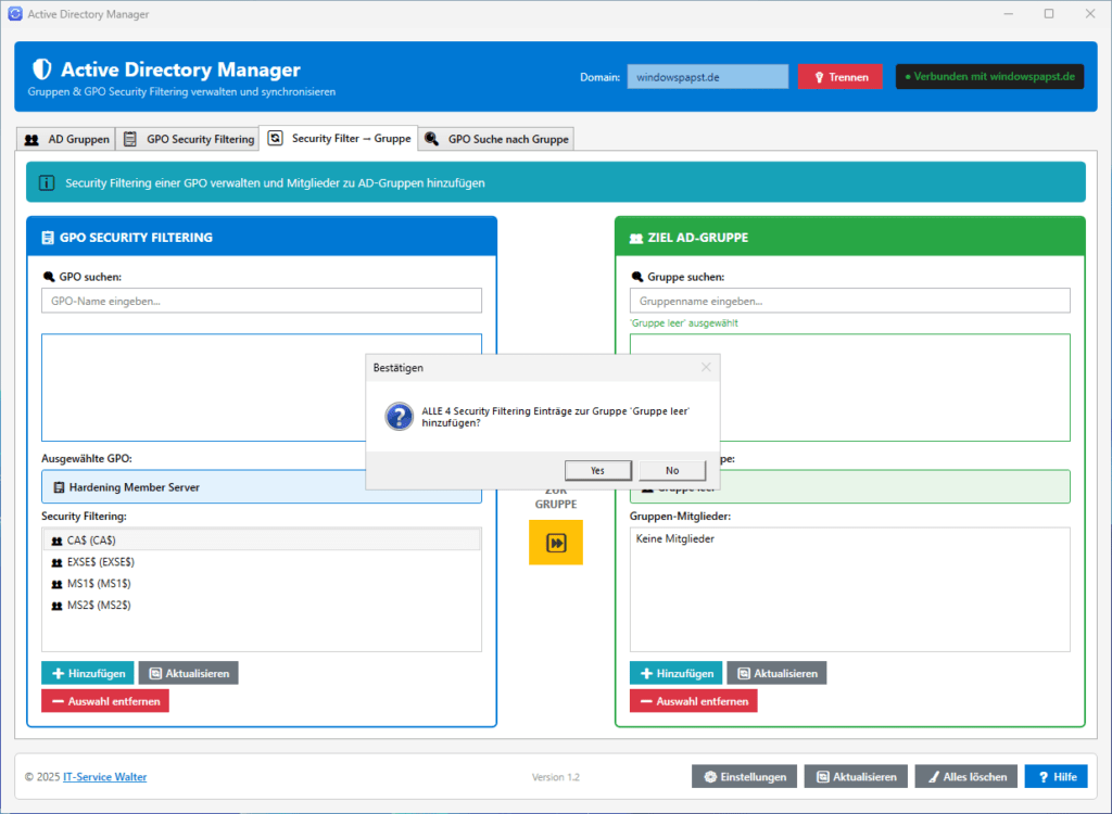 Security Filtering kopieren Security Filtering kopieren