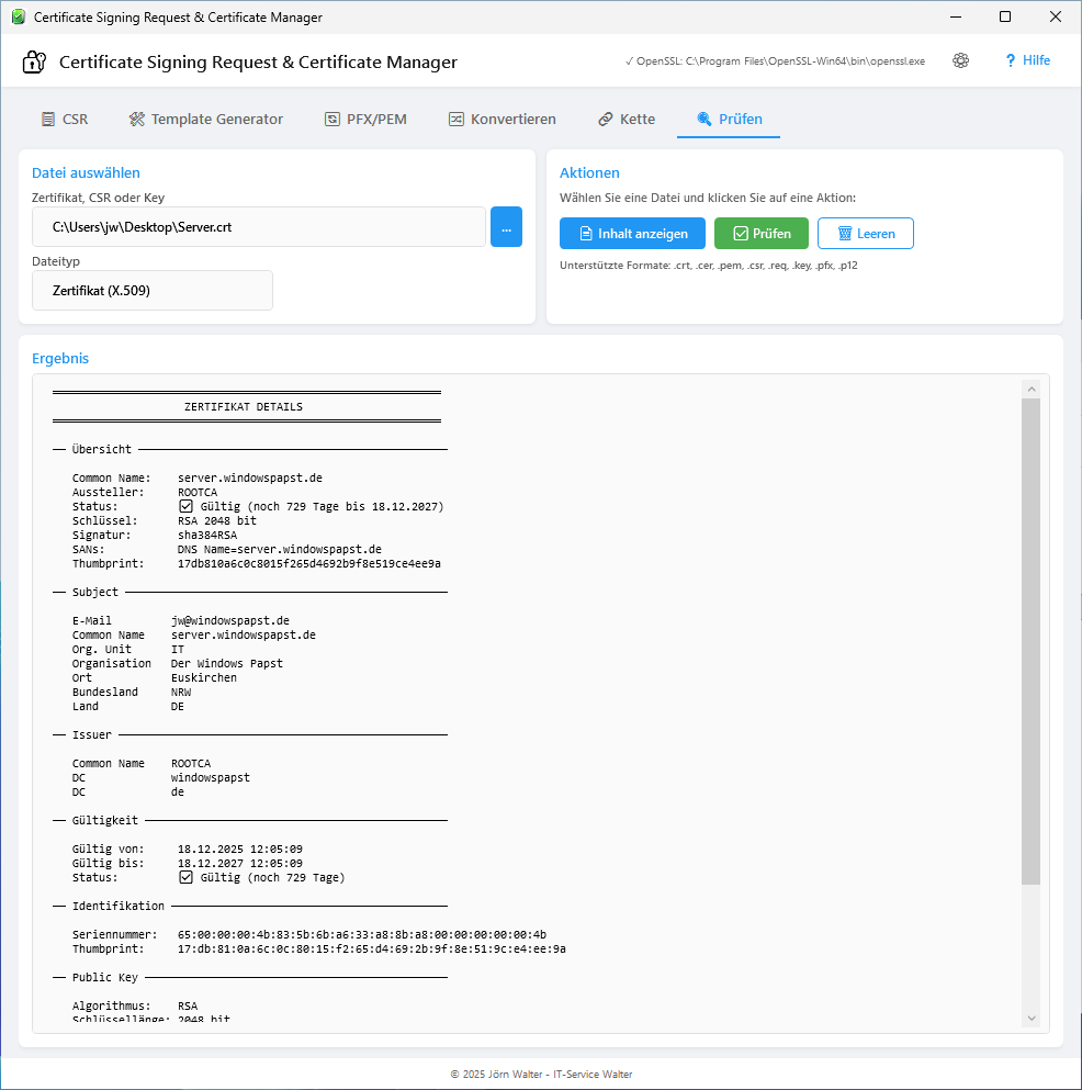 Zertifikate prüfen Zertifikate prüfen