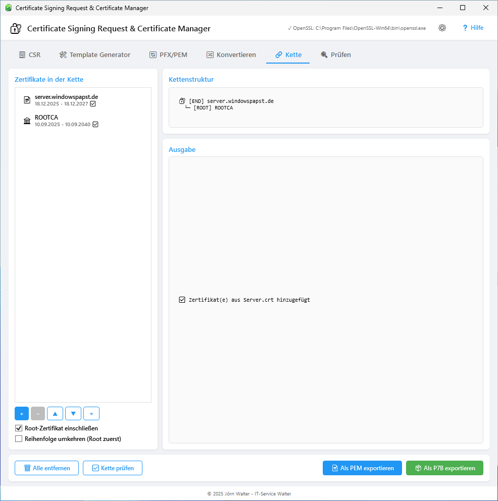 Zertifikatketten (Chain Builder) Zertifikatketten (Chain Builder)