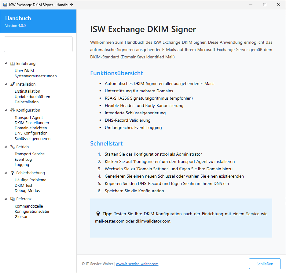 DKIM SIGNER 4.0 Hilfe DKIM SIGNER 4.0 Hilfe