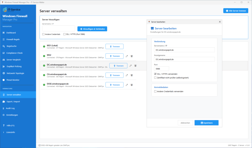 Remote Server hinzufügen Remote Server hinzufügen