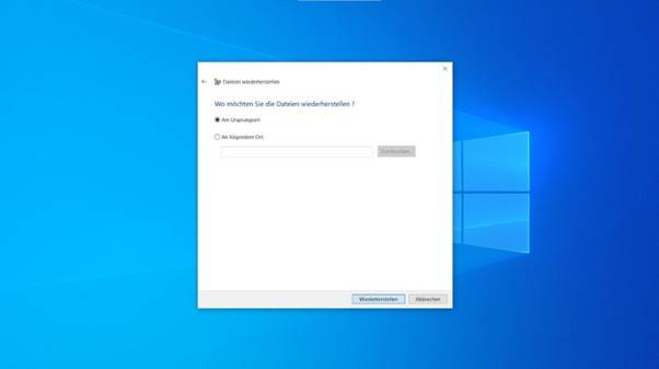 Wiederherstellungsort aus Wiederherstellungsort aus